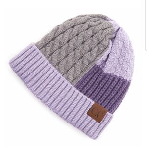 C.C. Color Block with Cuff Beanie Grey/Lilac